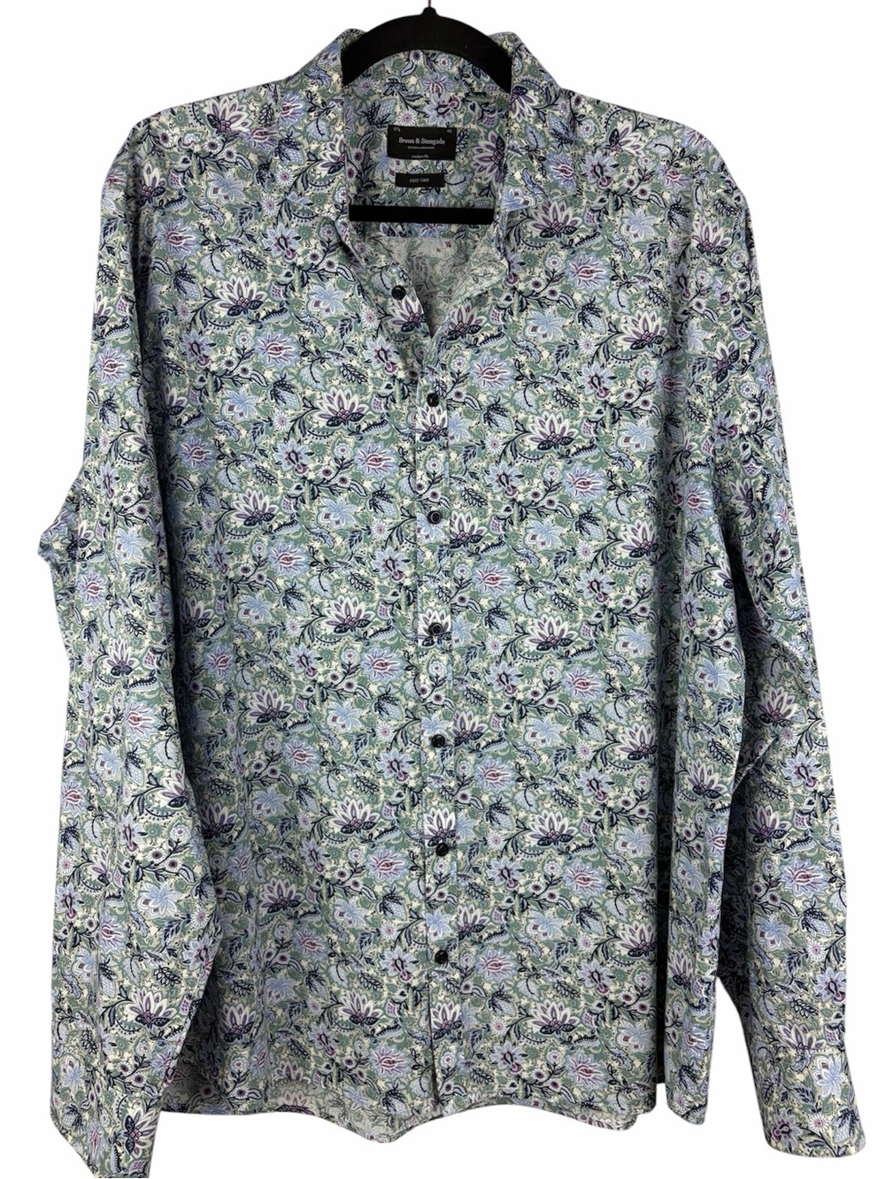 Bruun & Stengade Men’s Floral Paisley Cotton Shirt 17¾ 45 Modern Fit